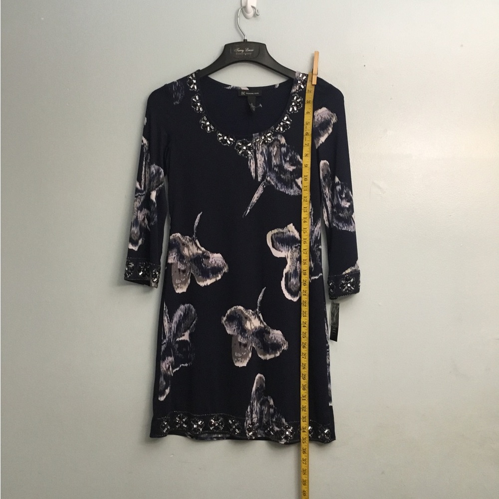 INC Elegant Blue Sheath Dress with 3/4 Sleeves